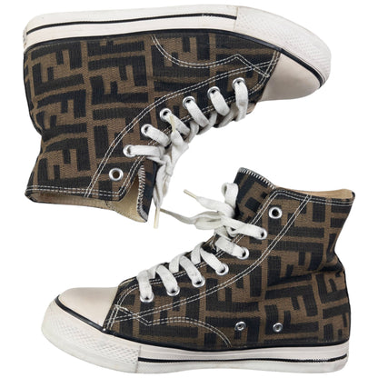 Vintage Fendi Monogram Hight Top Trainers Womens Size UK 4