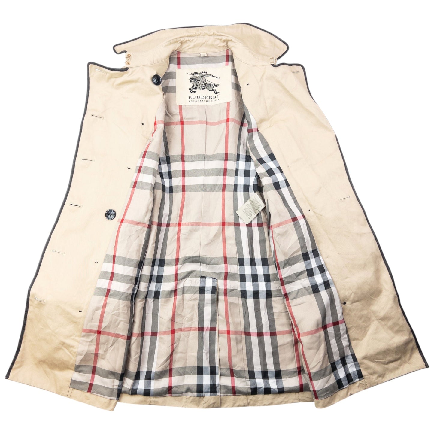 Vintage Burberry Nova Check Lined Belted Trench Coat Womens Size S | Small, Beige