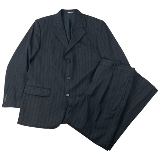 Vintage 90s YSL Yves Saint Laurent Pinstripe Jacket & Trousers Suit Set Size XXL | XXL, Black