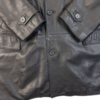 Vintage 90s Gianni Versace Button Up Leather Jacket Size XL | XL, Black