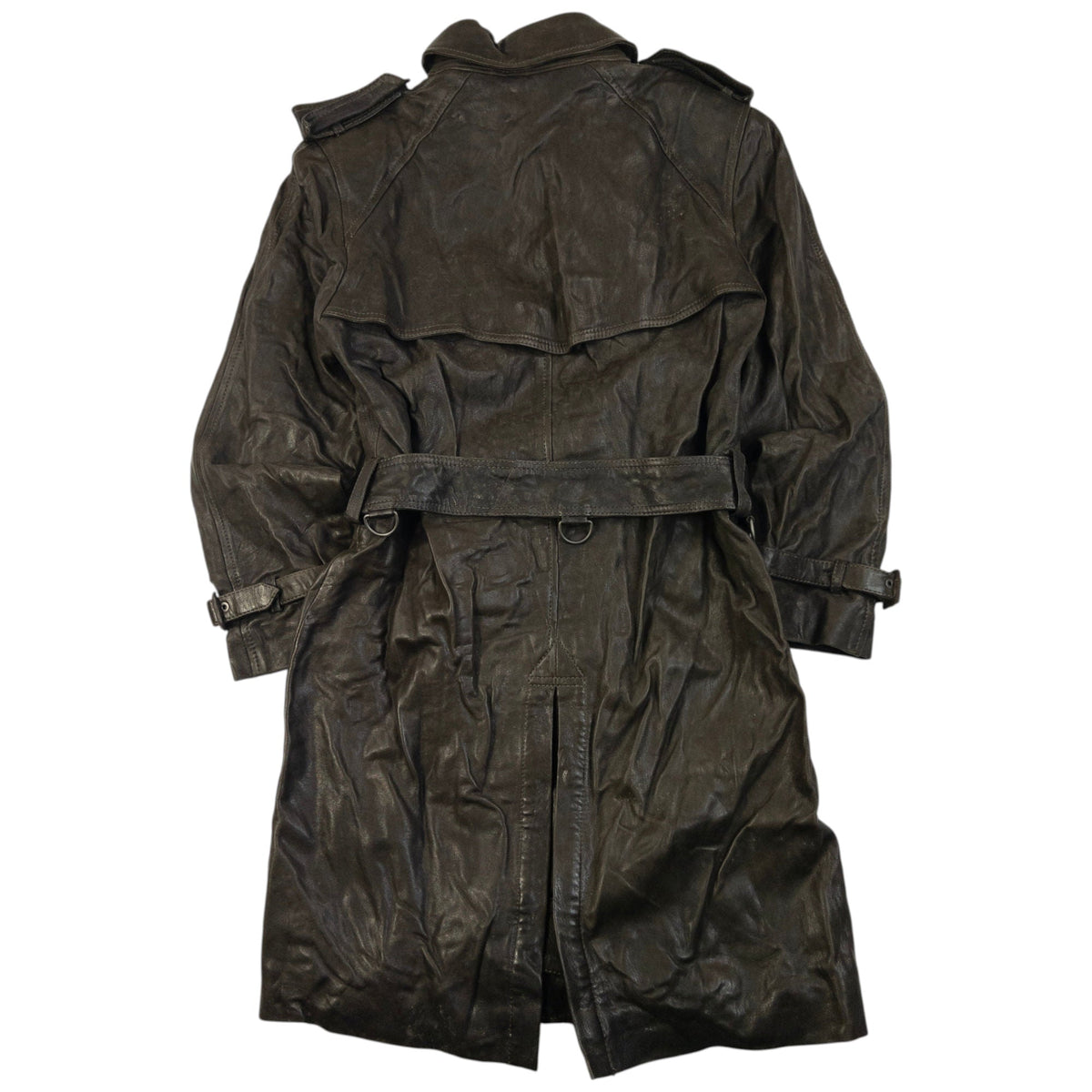 Vintage Burberry Nova Check Lined Belt Waist Leather Trench Jacket Size M | Medium, Brown