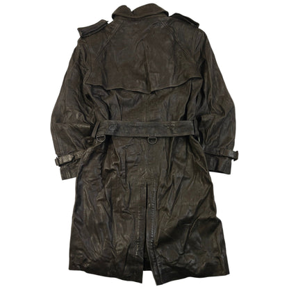 Vintage Burberry Nova Check Lined Belt Waist Leather Trench Jacket Size M | Medium, Brown