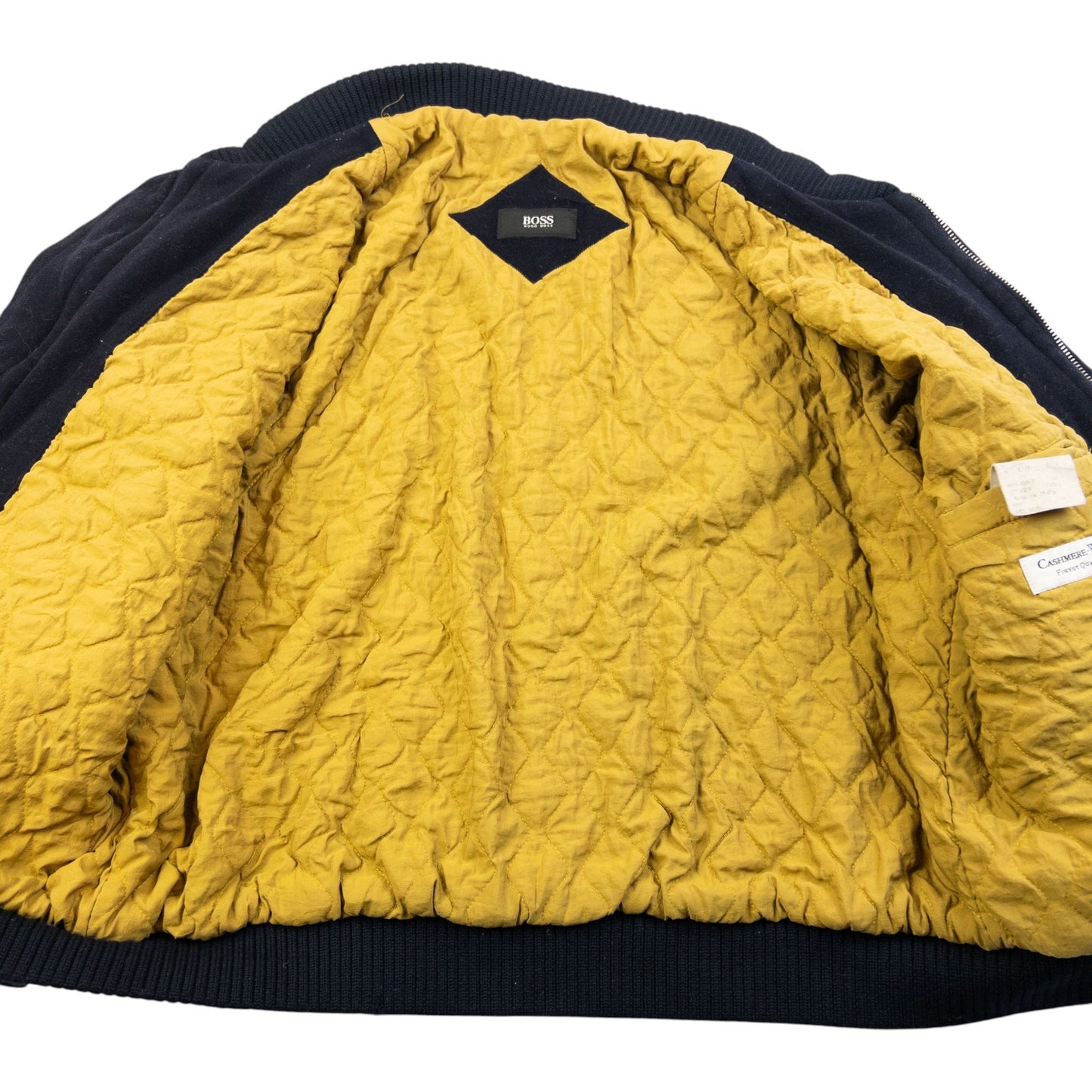 Vintage 90s Hugo Boss Cashmere Bomber Jacket Size L | Large, Navy
