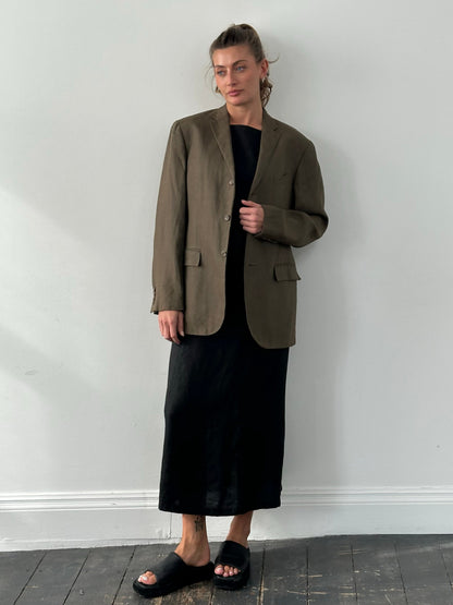 Ralph Lauren Polo 1990s Pure Linen Single Breasted Blazer - L