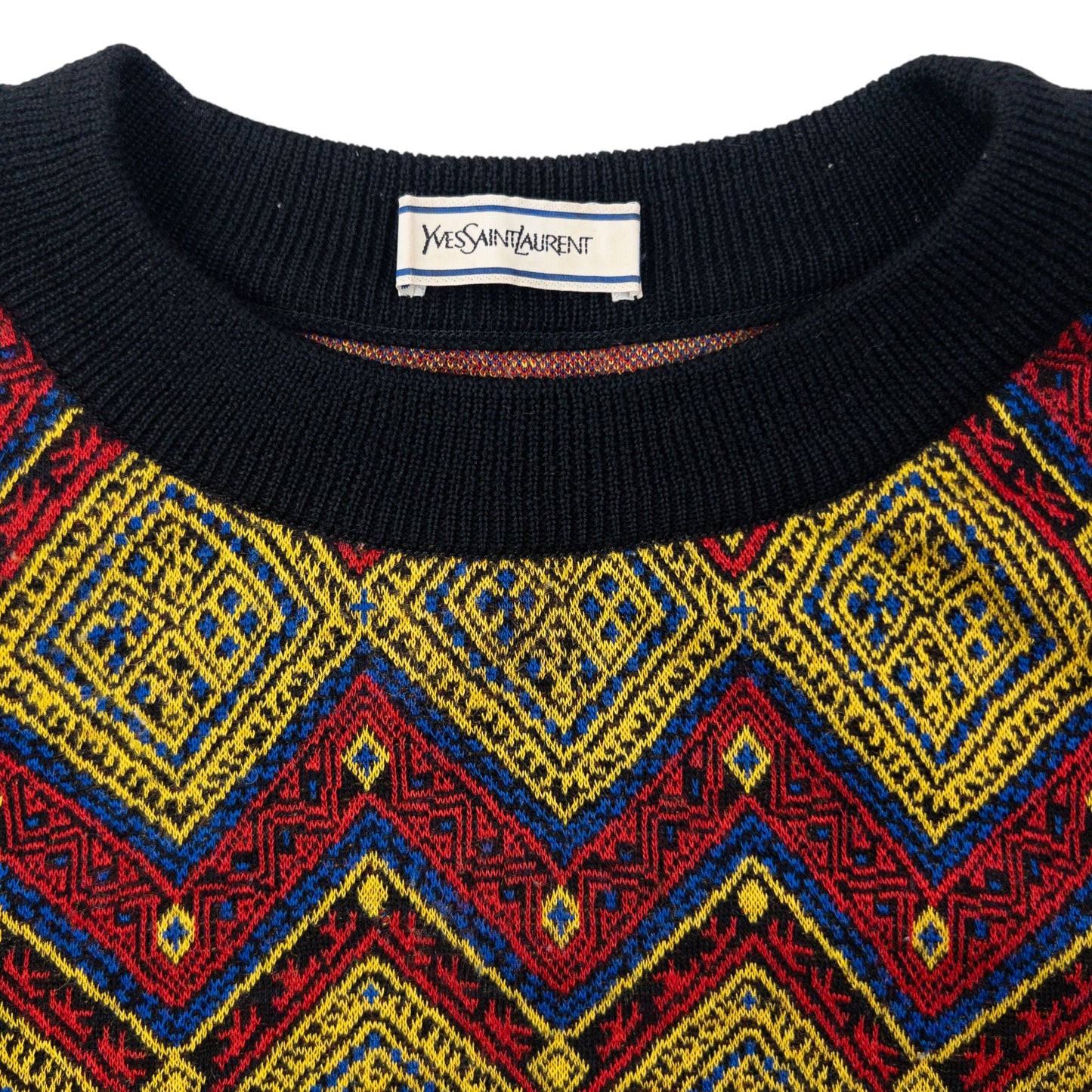 Vintage 80s YSL Yves Saint Laurent Pattern Jumper Size M | Medium, Multicolour