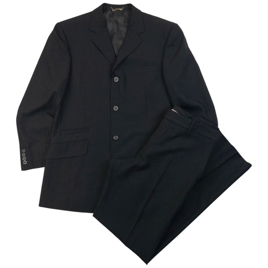 Vintage 2000s Versace Classic Monogram Jacket & Trousers Suit Set Size L | Large, Black