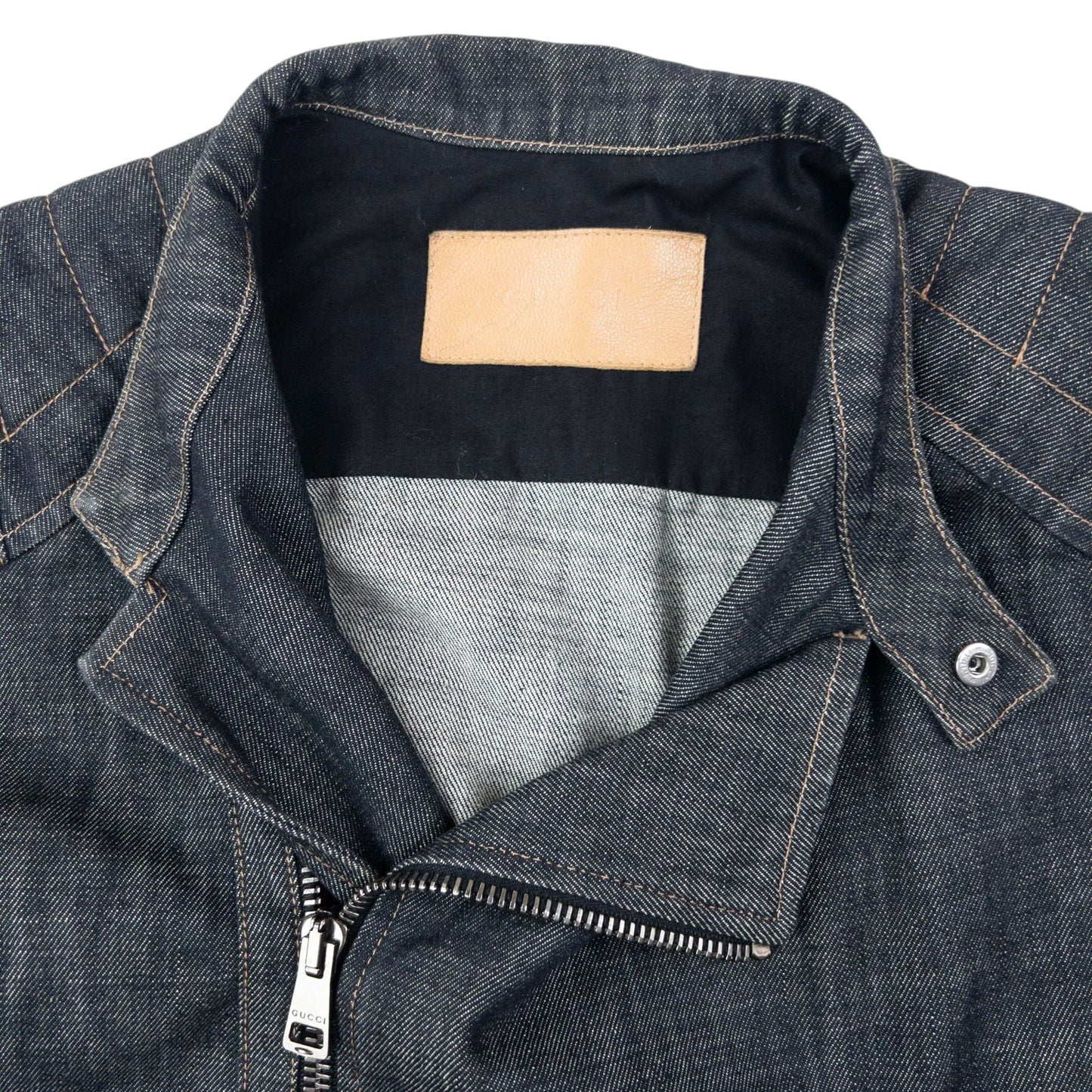 Vintage 2002 Gucci By Tom Ford Runway Asymmetrical Denim Jacket Size S | Small, Grey