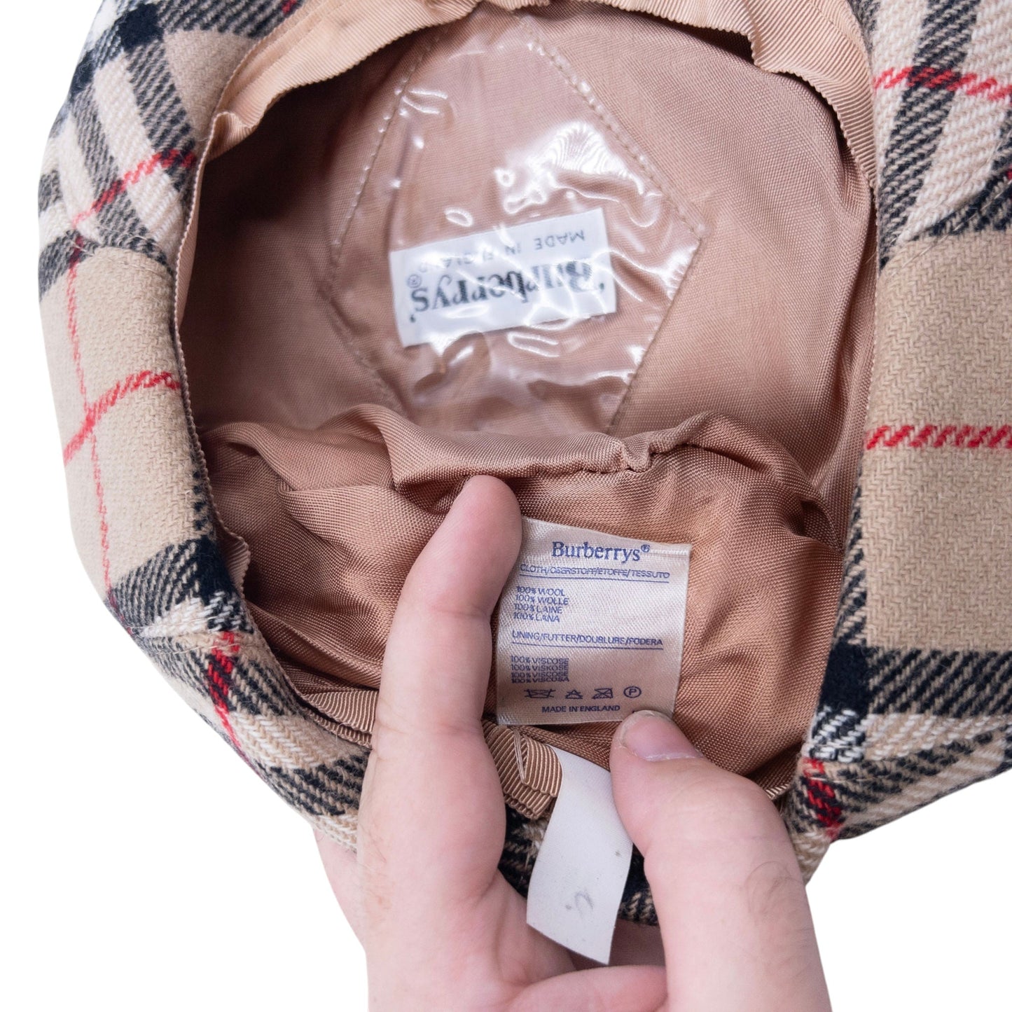 Vintage 80s Burberry Nova Check Wool Flat-Cap Hat Size M | O/S, Beige