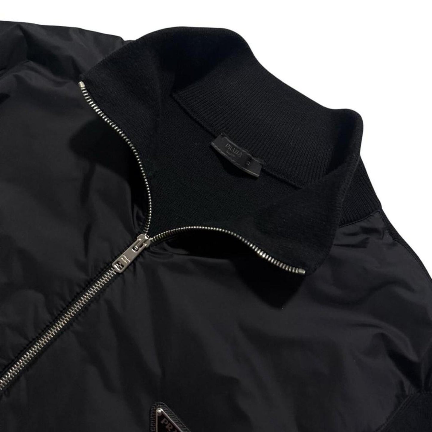 Prada Re-Nylon Wool Zip Up | Large, Black