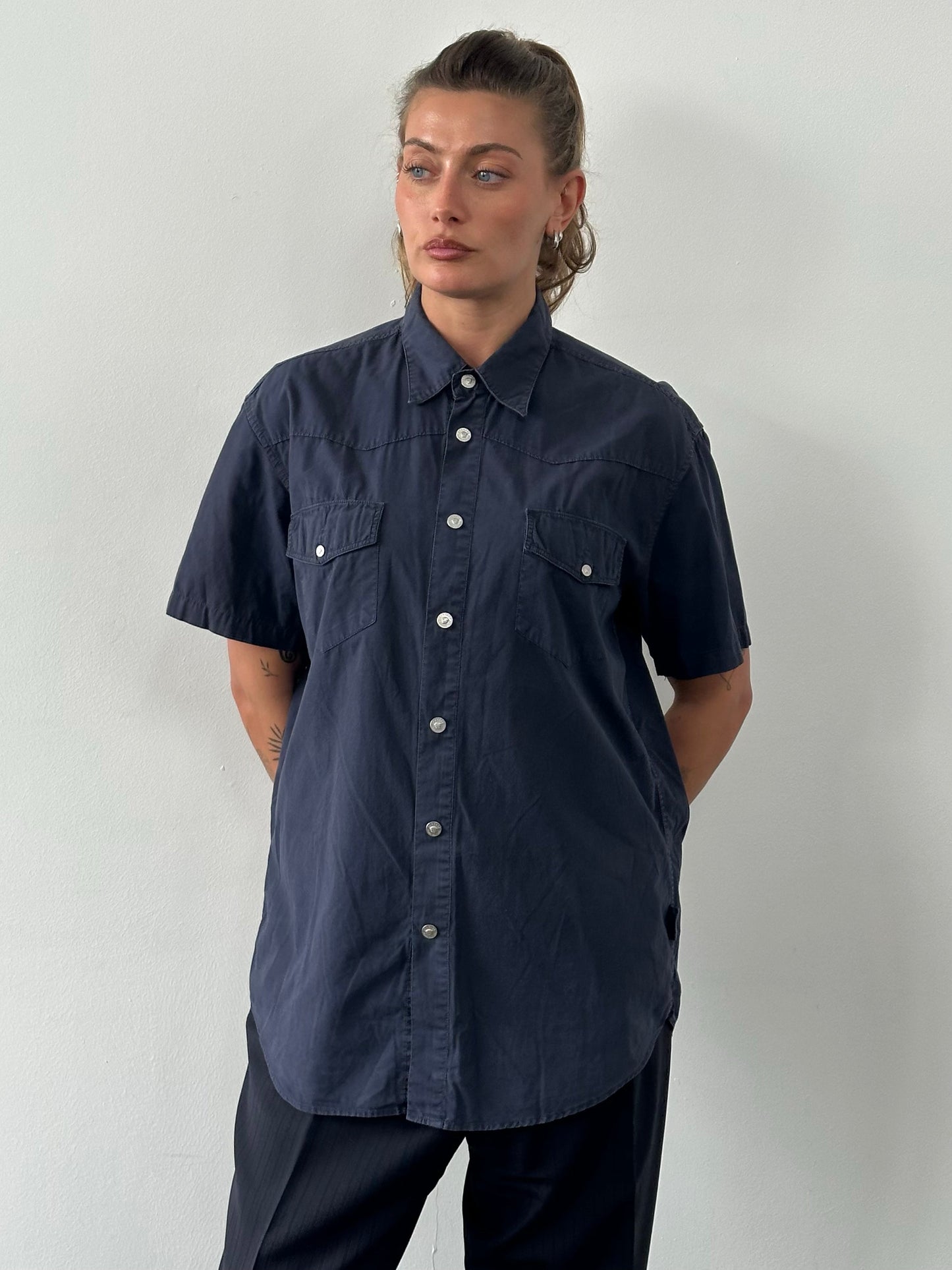 Versace Jeans Couture 1990s Bespoke Button Short Sleeve Shirt - L