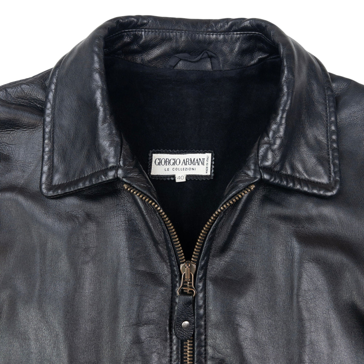 Vintage 90s Giorgio Armani Le Collezioni Zip Up Leather Jacket 