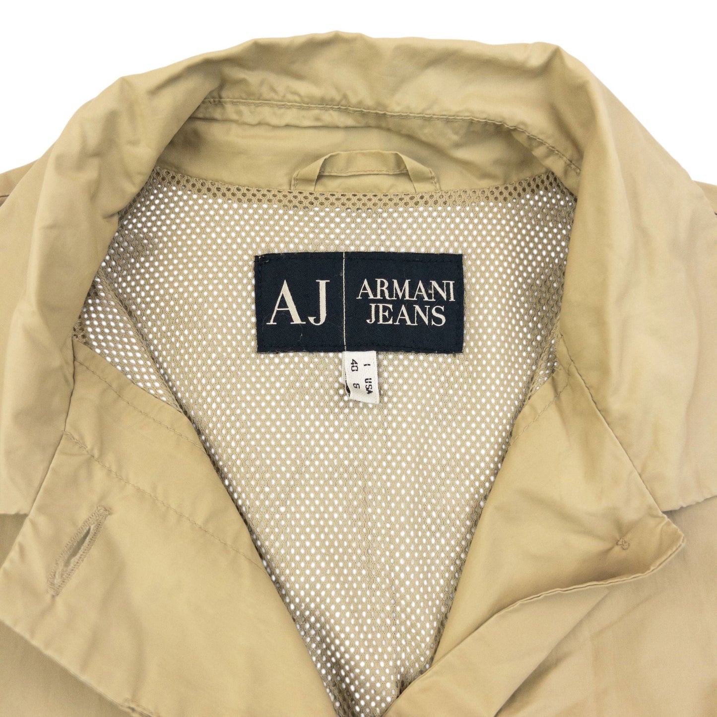 Vintage 2000s Armani Jeans Packable Rain Jacket Womens Size L | Large, Beige