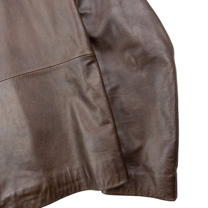 Vintage 2000s DKNY Jeans Leather Jacket Size S | Small, Brown