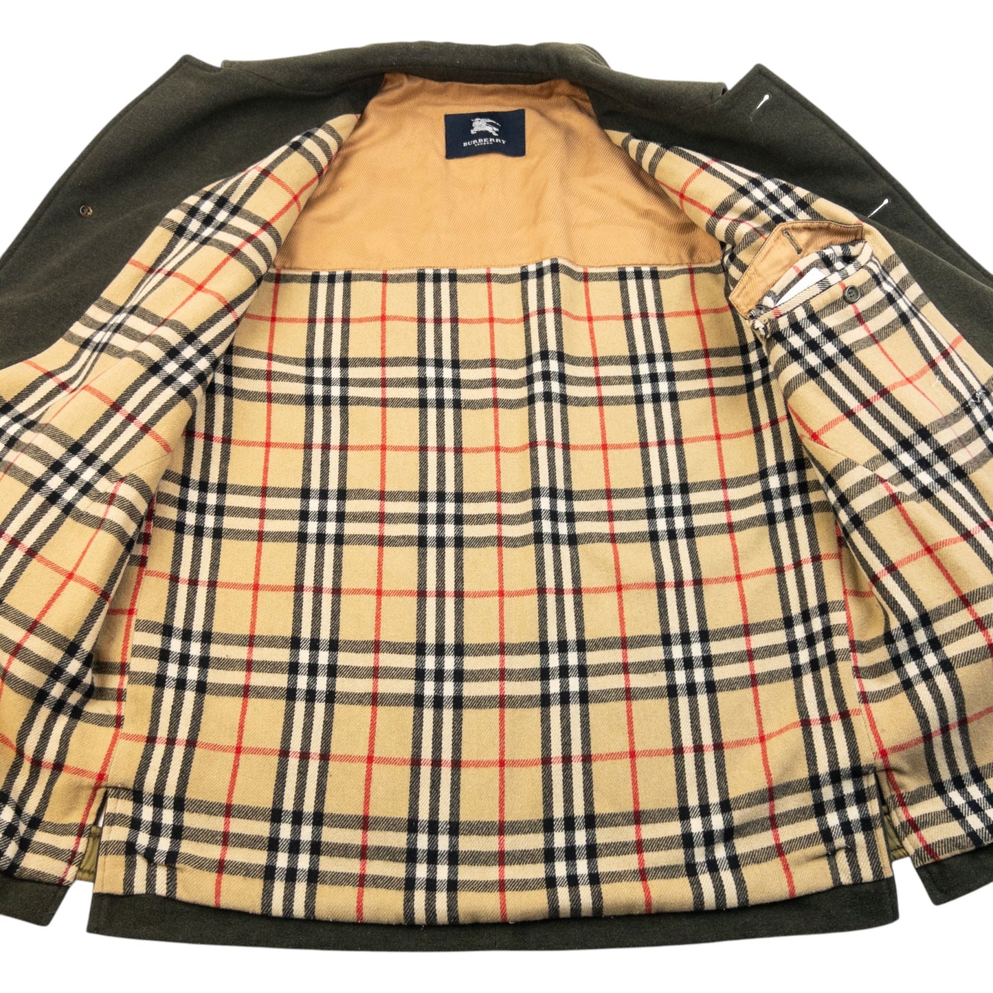 Vintage 2000s Burberry Nova Check Lined Wool Jacket Size XL | XL, Green