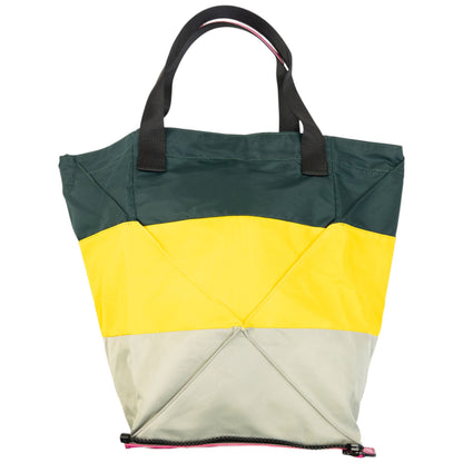 Vintage 2000s Pleats Please By Issey Miyake Packable Tote Handbag | O/S, Green, Yellow, Pink
