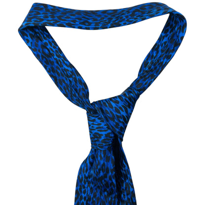 Vintage 90s Gianni Versace Baroque Leopard Print Silk Tie | O/S, Blue