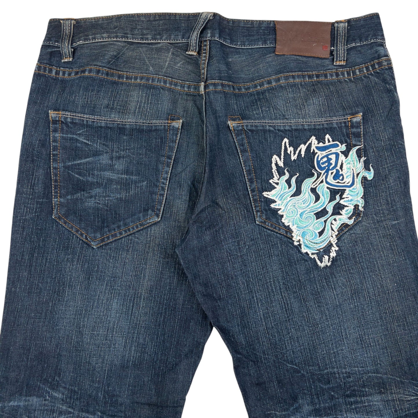Vintage Oniarai Embroidered Devil Japanese Denim Jeans Size W38