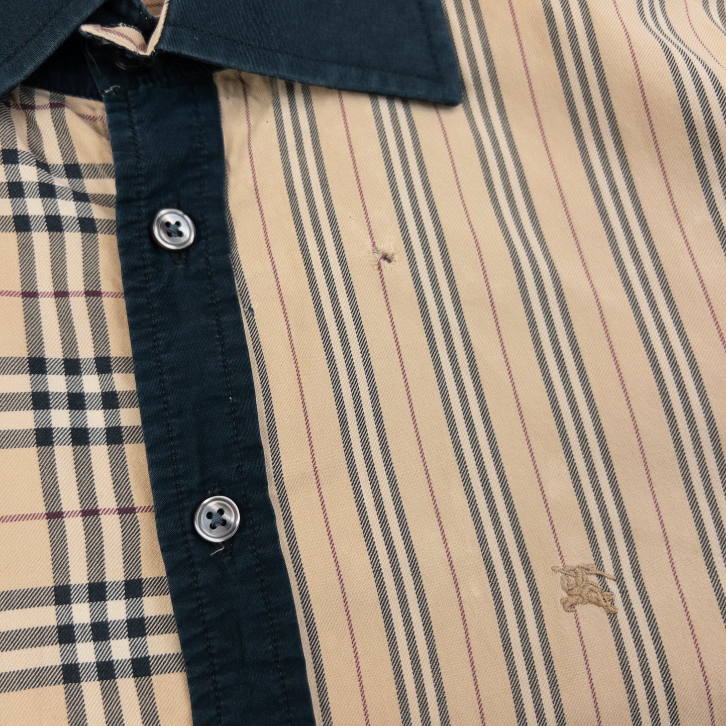 Vintage 2000s Burberry Nova Check Stripe Long Sleeve Button Up Shirt Size M | Medium, Multicoloured