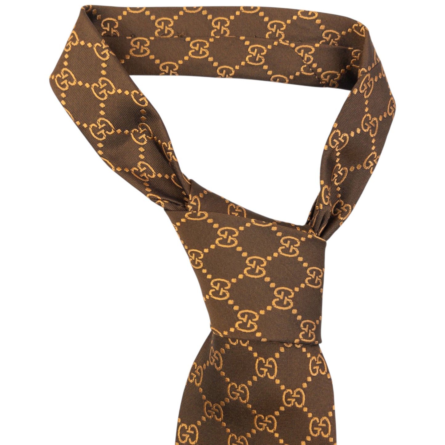 Vintage 2000s Gucci Monogram Silk Tie | O/S, Brown