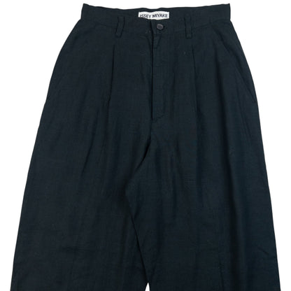 Vintage 90s Issey Miyake Pleated Linen Trousers Size W24 | W24, Black