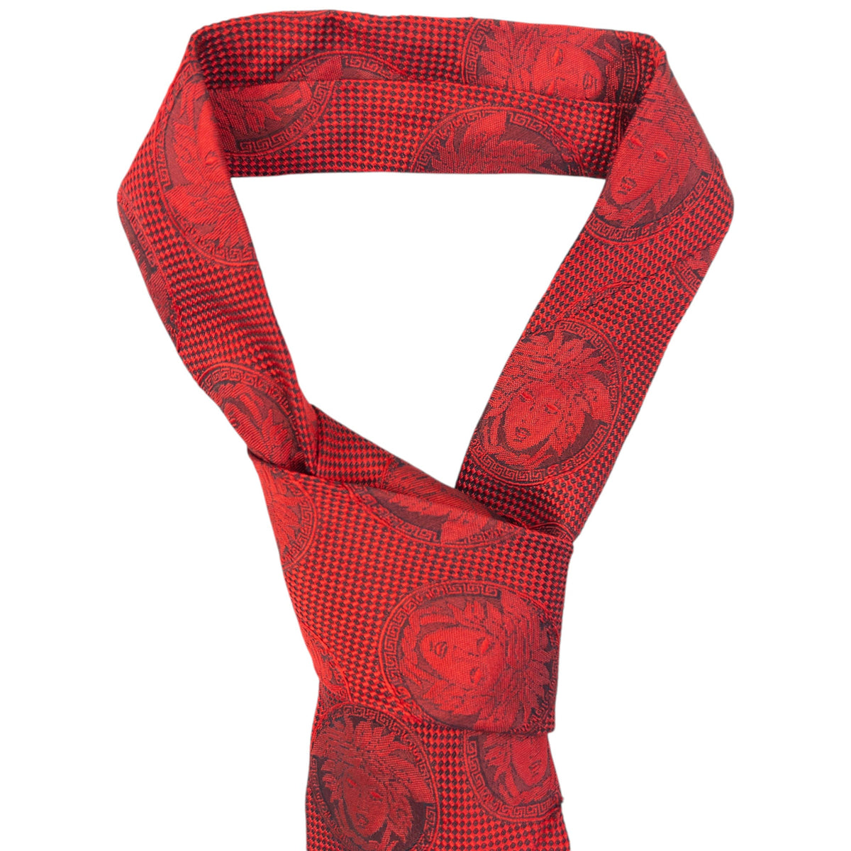 Vintage 90s Gianni Versace Monogram Medusa Silk Tie | O/S, Red