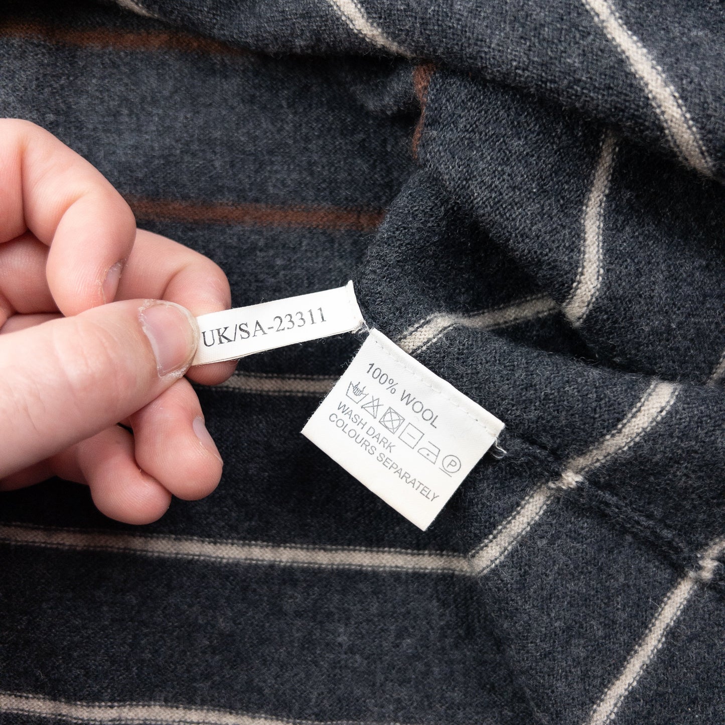 Vintage 2000s YSL Yves Saint Laurent Striped Wool Jumper Size S | Small, Grey