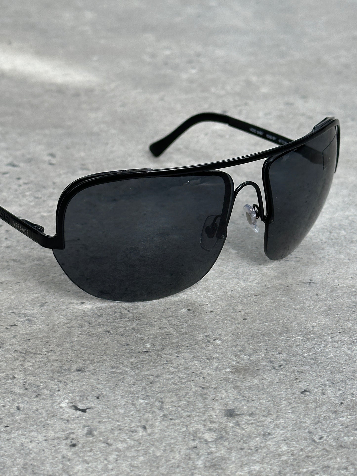Versace 2000s Shield Aviator Logo Sunglasses