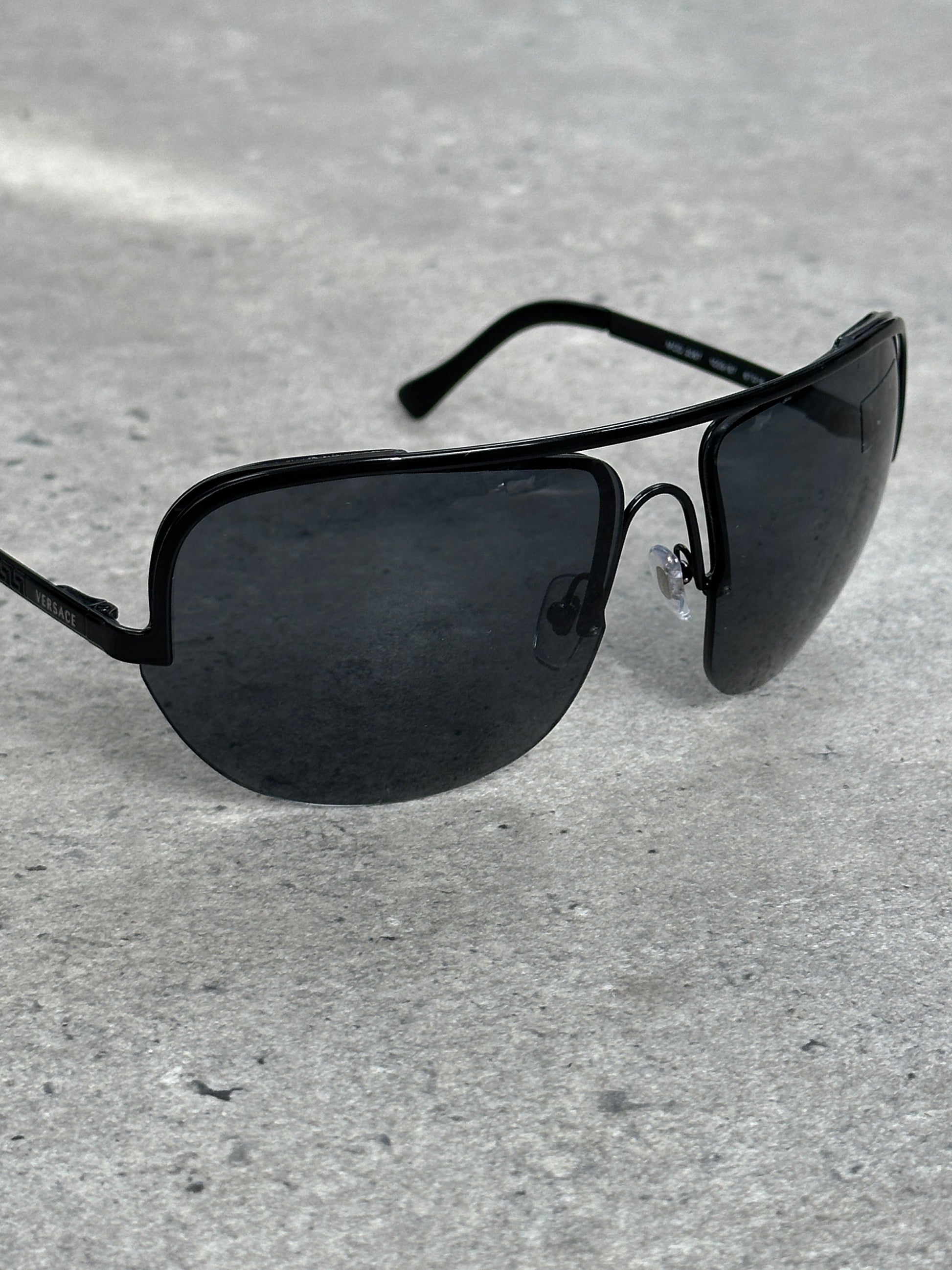 Versace 2000s Shield Aviator Logo Sunglasses
