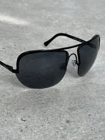 Versace 2000s Shield Aviator Logo Sunglasses