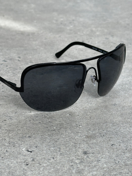 Versace 2000s Shield Aviator Logo Sunglasses
