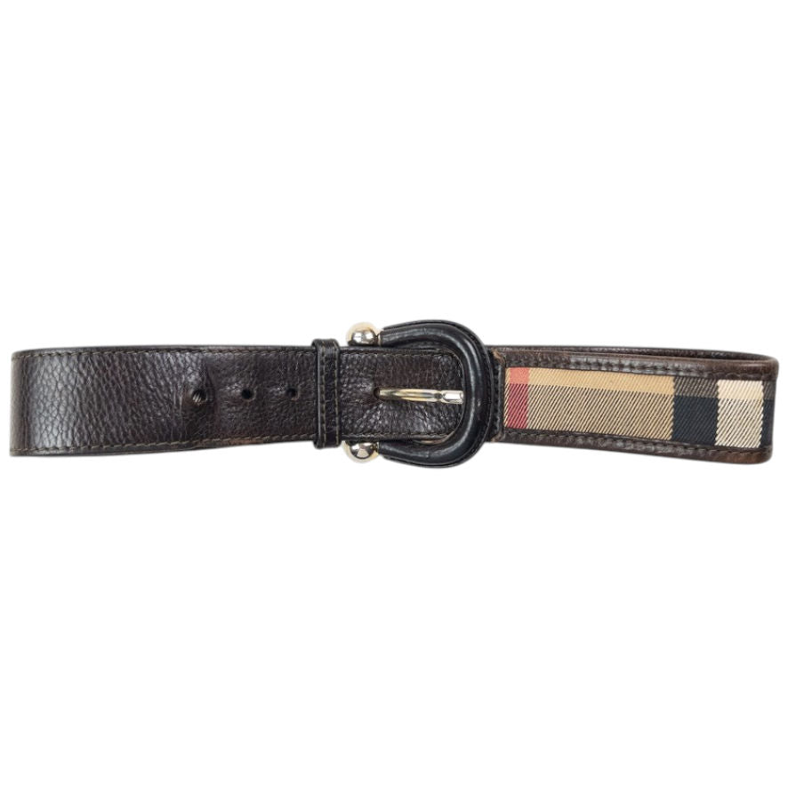 Vintage 2000s Burberry Nova Check Leather Belt Size S | O/S, Brown
