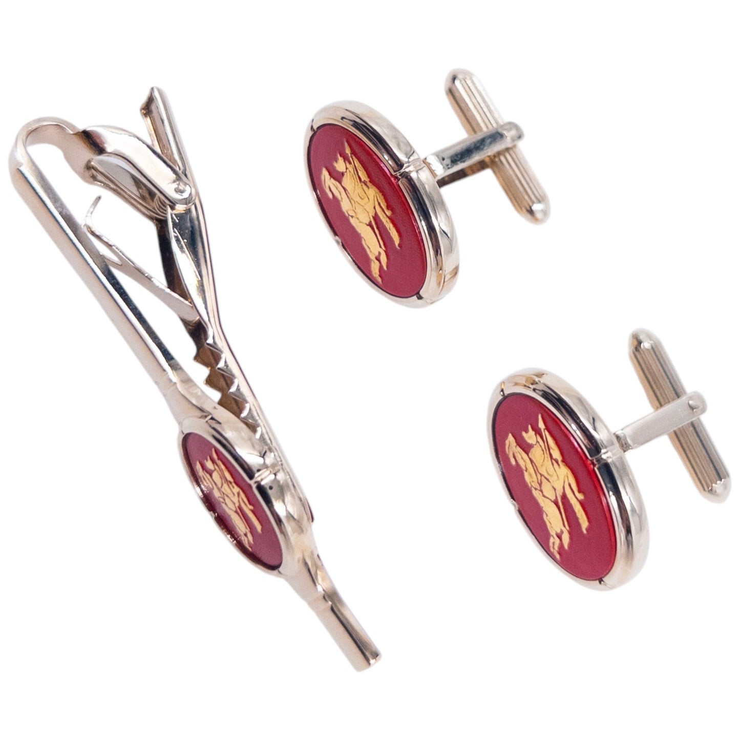 Vintage 90s Burberry Cufflinks & Tie Clip Set | O/S, Gold