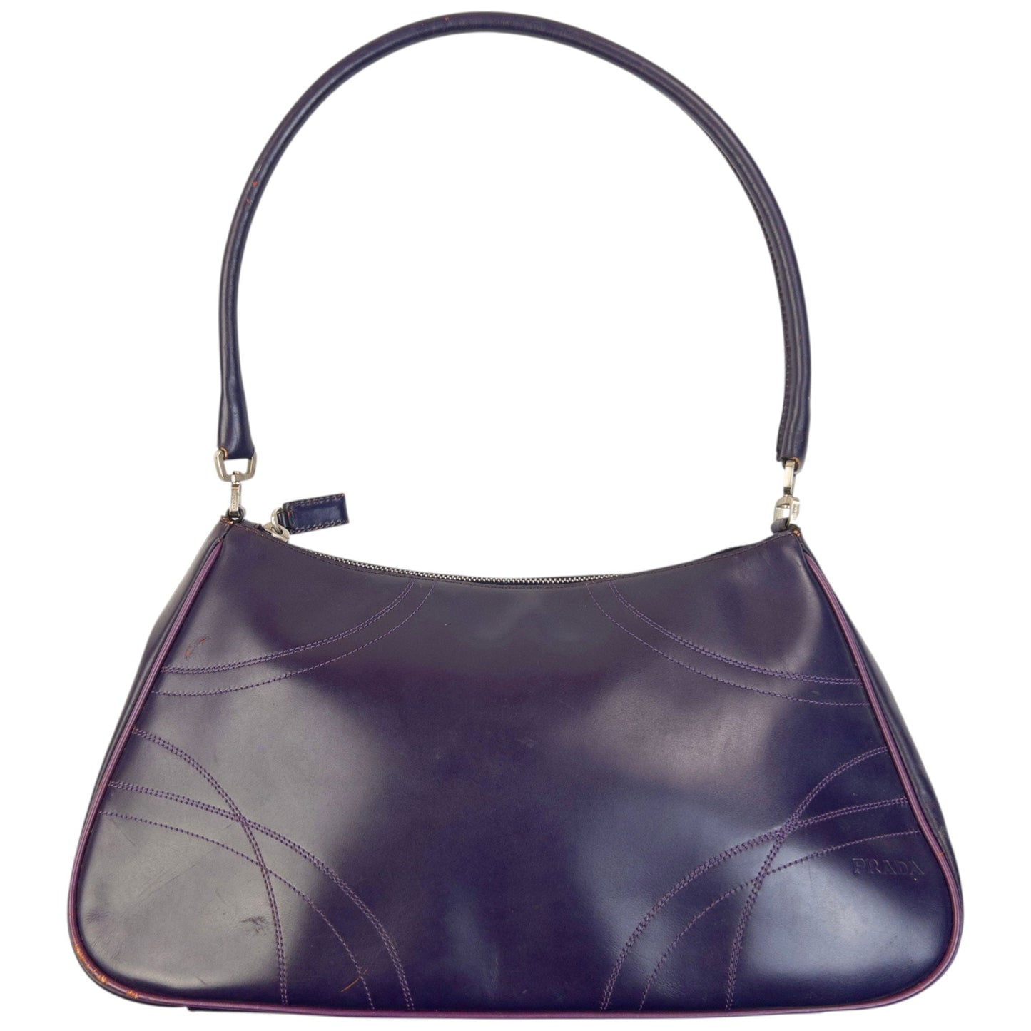 Vintage 2000s Prada Leather Shoulder Bag | O/S, Purple