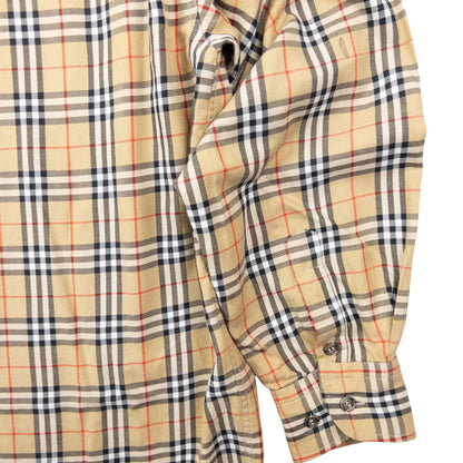 Vintage 90s Burberry Nova Check Long Sleeve Button Up Shirt Size S | Small, Beige