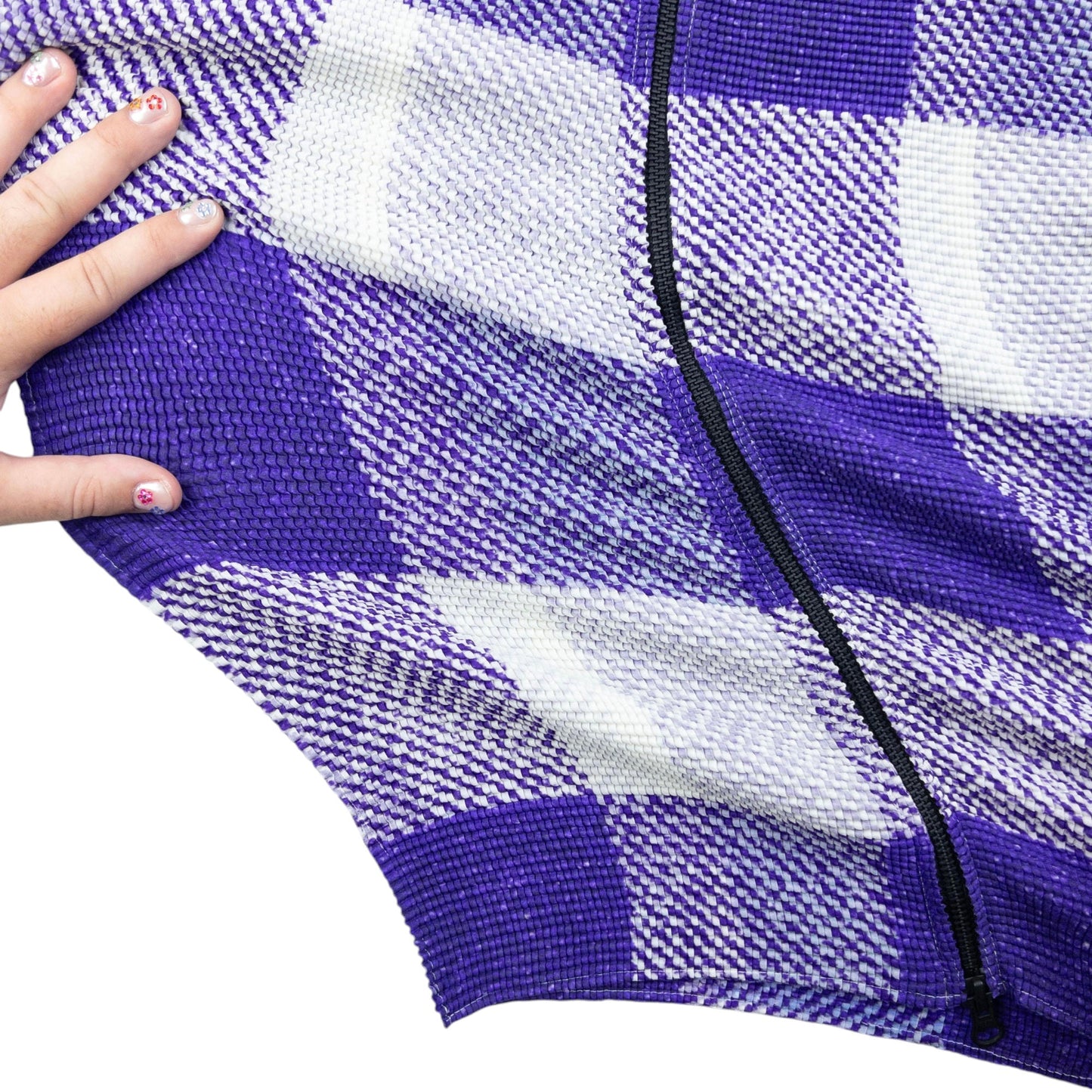 Vintage 90s Issey Miyake Checkered Zip Cardigan Womens SAMPLE Size S | Small, Purple