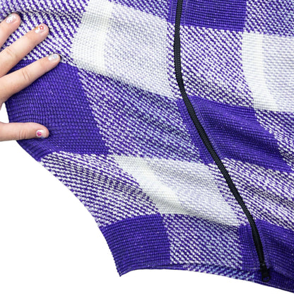 Vintage 90s Issey Miyake Checkered Zip Cardigan Womens SAMPLE Size S | Small, Purple