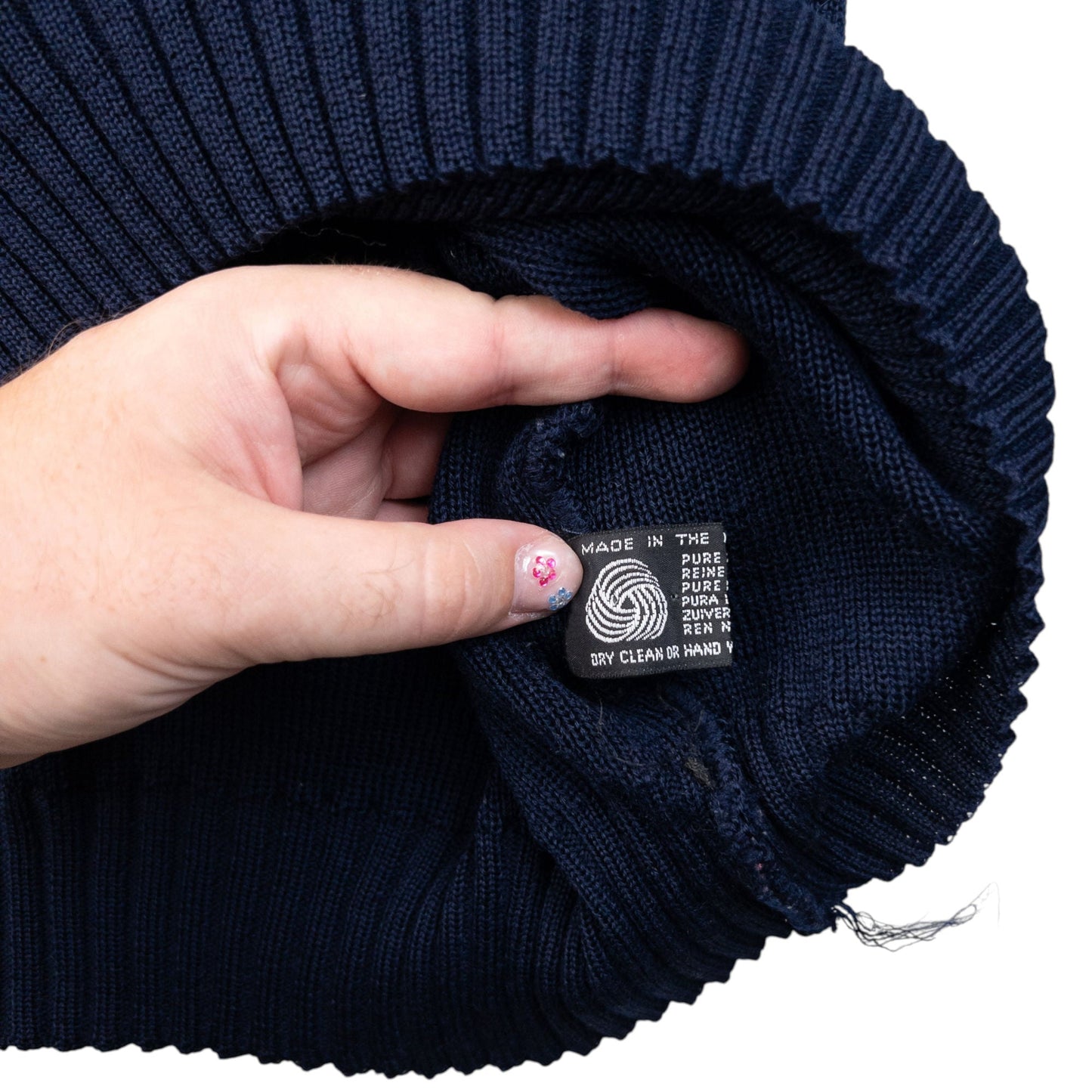Vintage 90s Burberry Suede Patch Wool Jumper Size L | Large, Navy