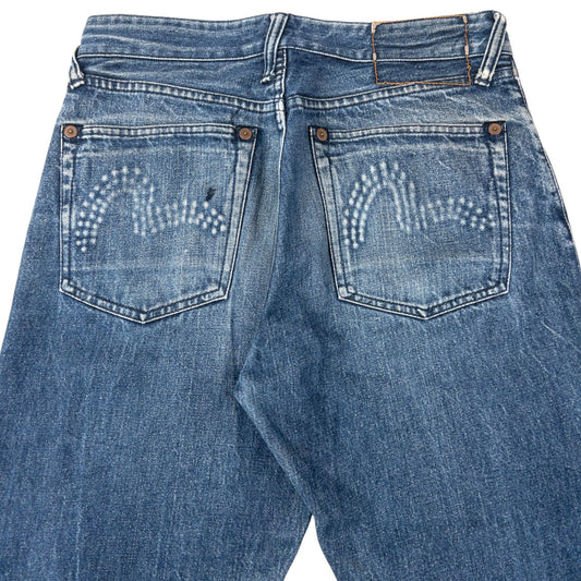 Vintage 2000s Evisu Embossed Double Gull Japanese Denim Jeans Size W30 | W30, Blue