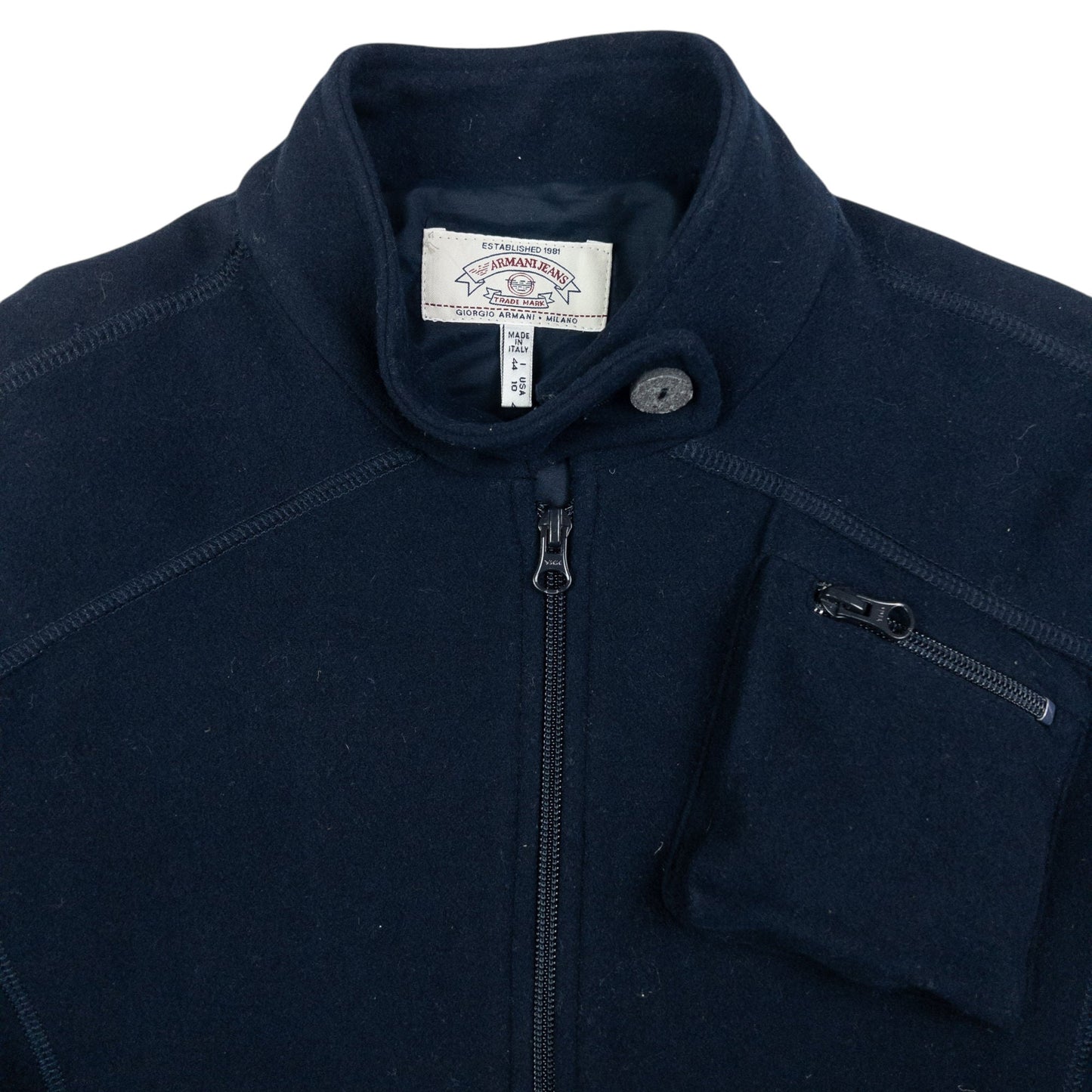 Vintage Armani Jeans Asymetrical Longline Zip Up Jacket Womens Size L