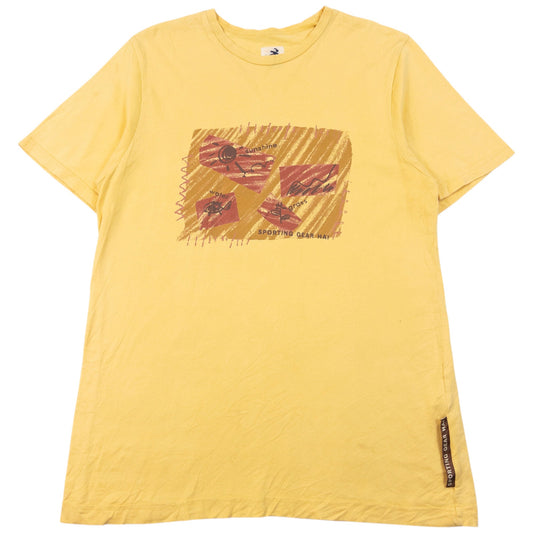 Vintage 90s Hai Sporting Gear By Issey Miyake Graphic T Shirt Size S | Small, Yellow