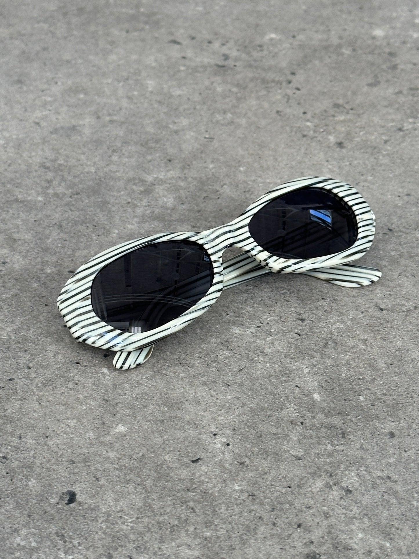 Gianfranco Ferre 1990s Oval Stripe Sunglasses