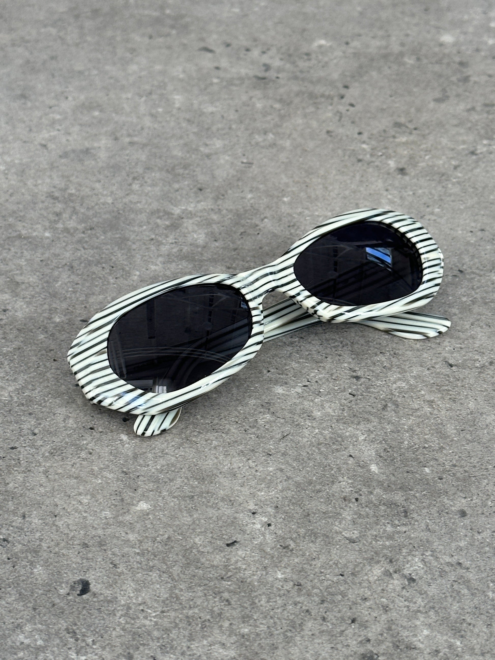 Gianfranco Ferre 1990s Oval Stripe Sunglasses