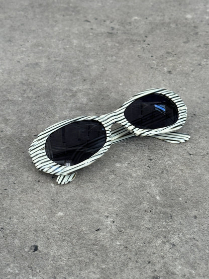 Gianfranco Ferre 1990s Oval Stripe Sunglasses