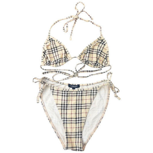 Vintage 2000s Burberry Nova Check Bikini Set Womens Size S | Small, Tan