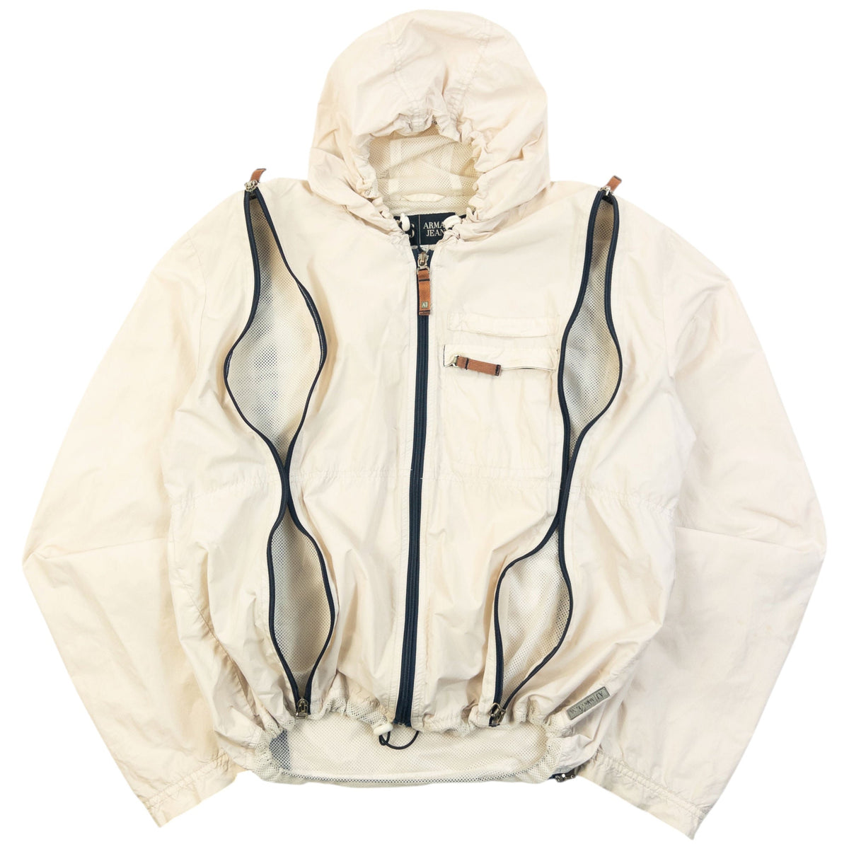 Vintage 2000s Armani Jeans Full Zip Ventilated Jacket Size S | Small, Cream
