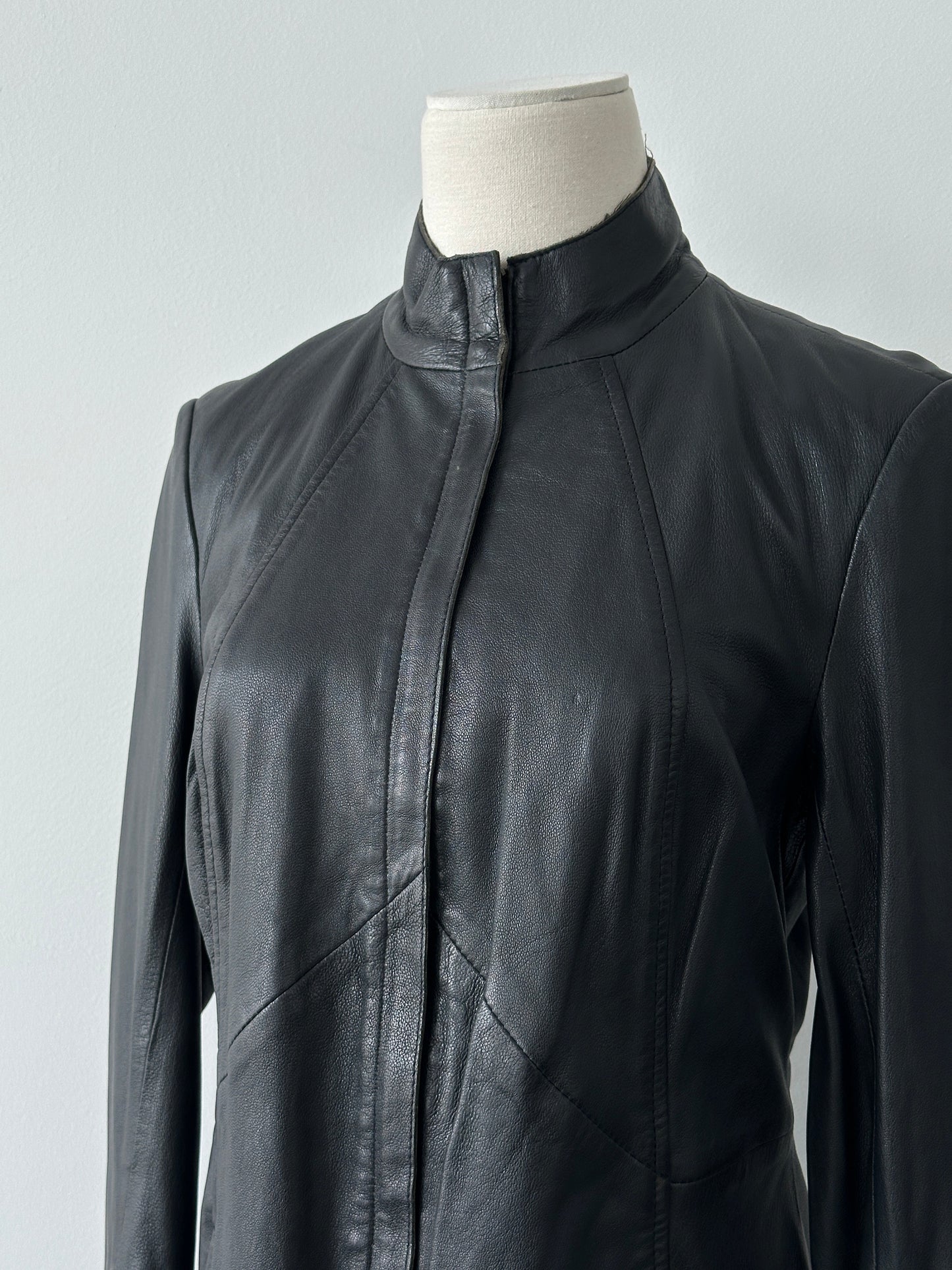 Vintage 2000s Lamb High Neck Leather Jacket - S