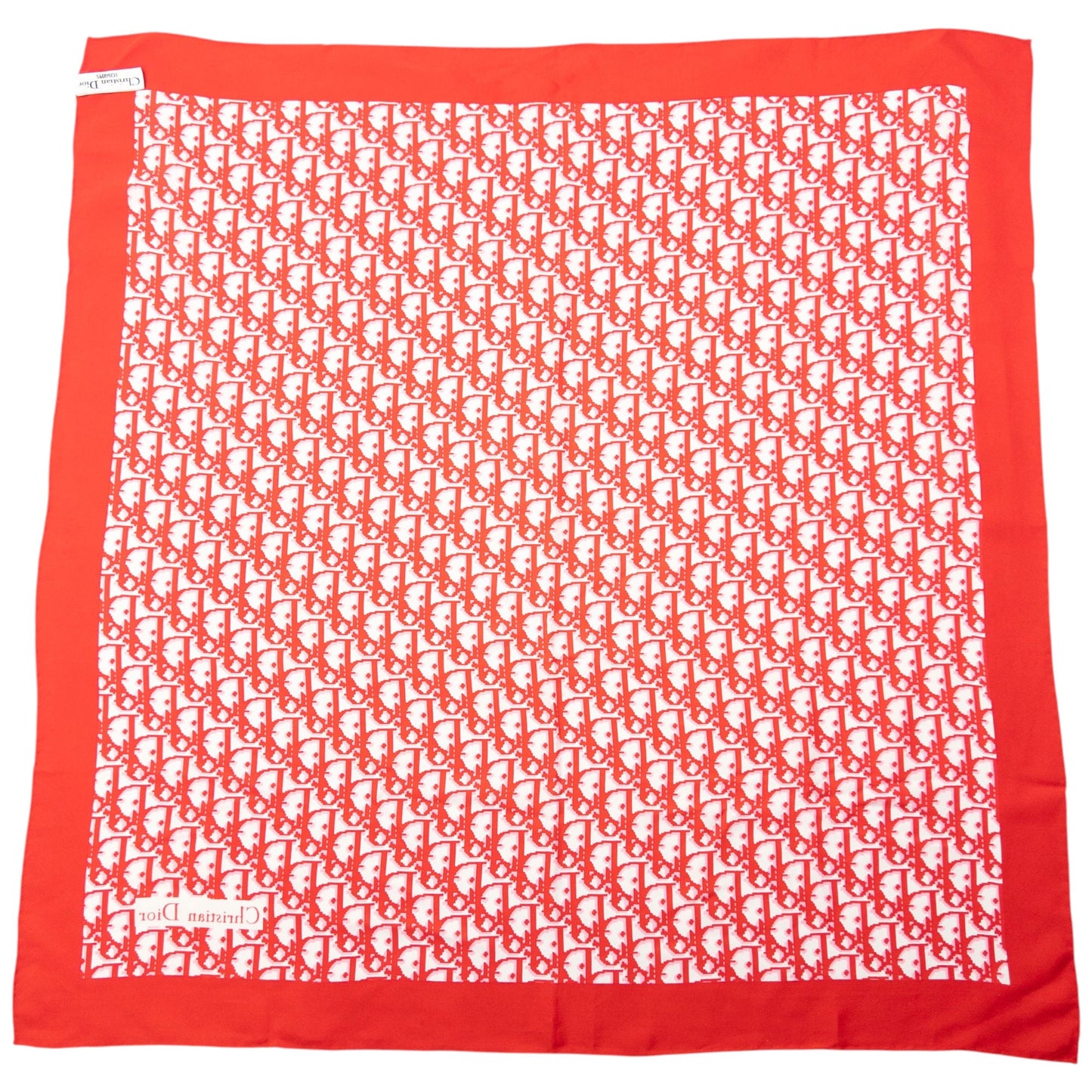 Vintage 90s Dior Monogram Pixel Silk Scarf | O/S, Red