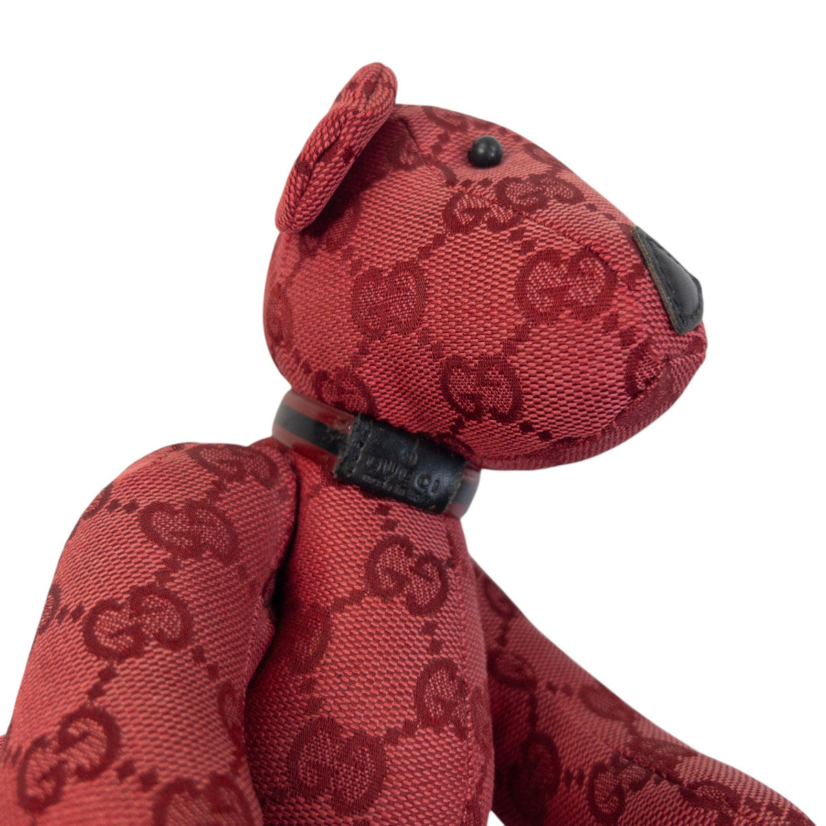 Vintage 2000s Gucci Monogram Dog Teddy Bear | O/S, Red