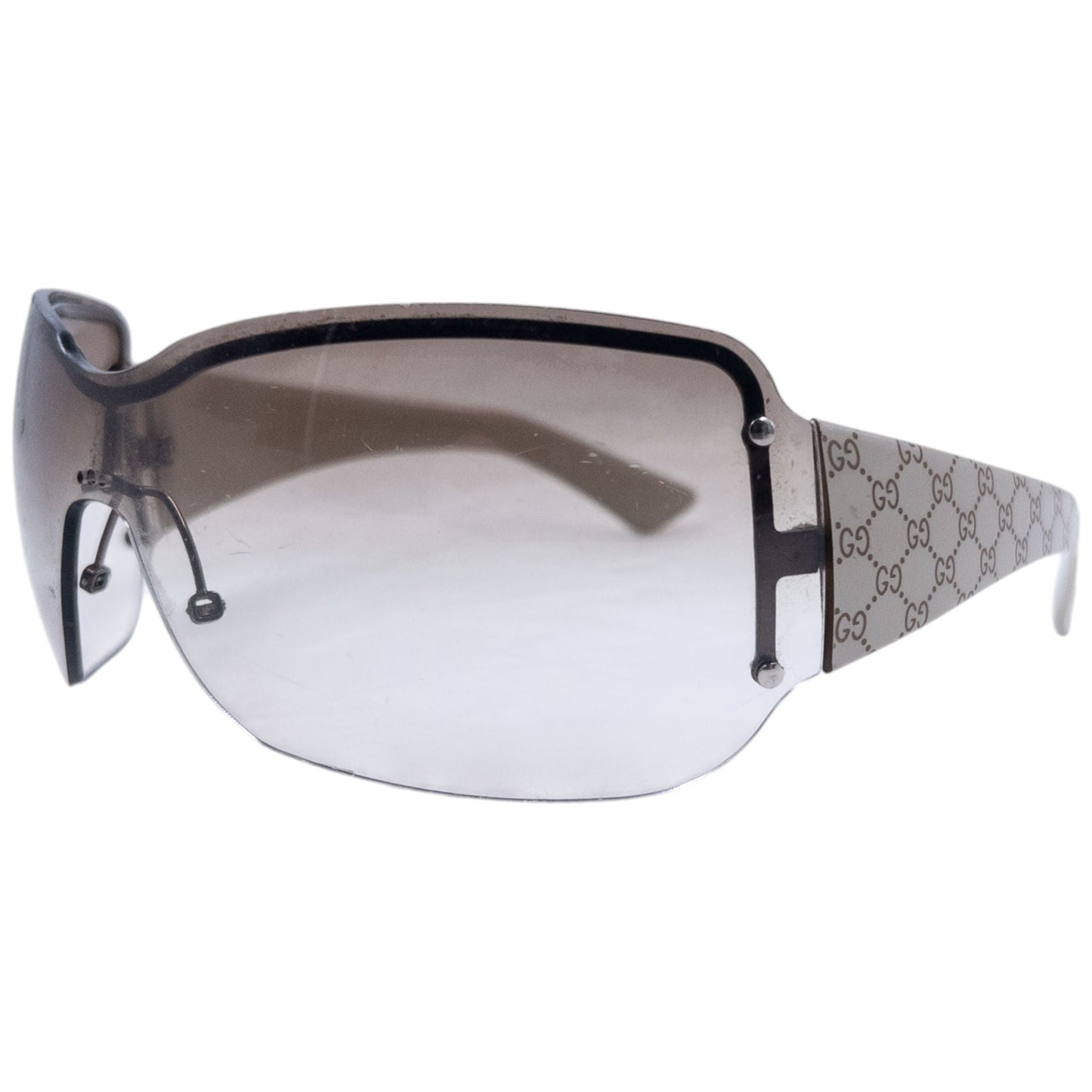 Vintage 2000s Gucci Monogram Rimless Shield Sunglasses