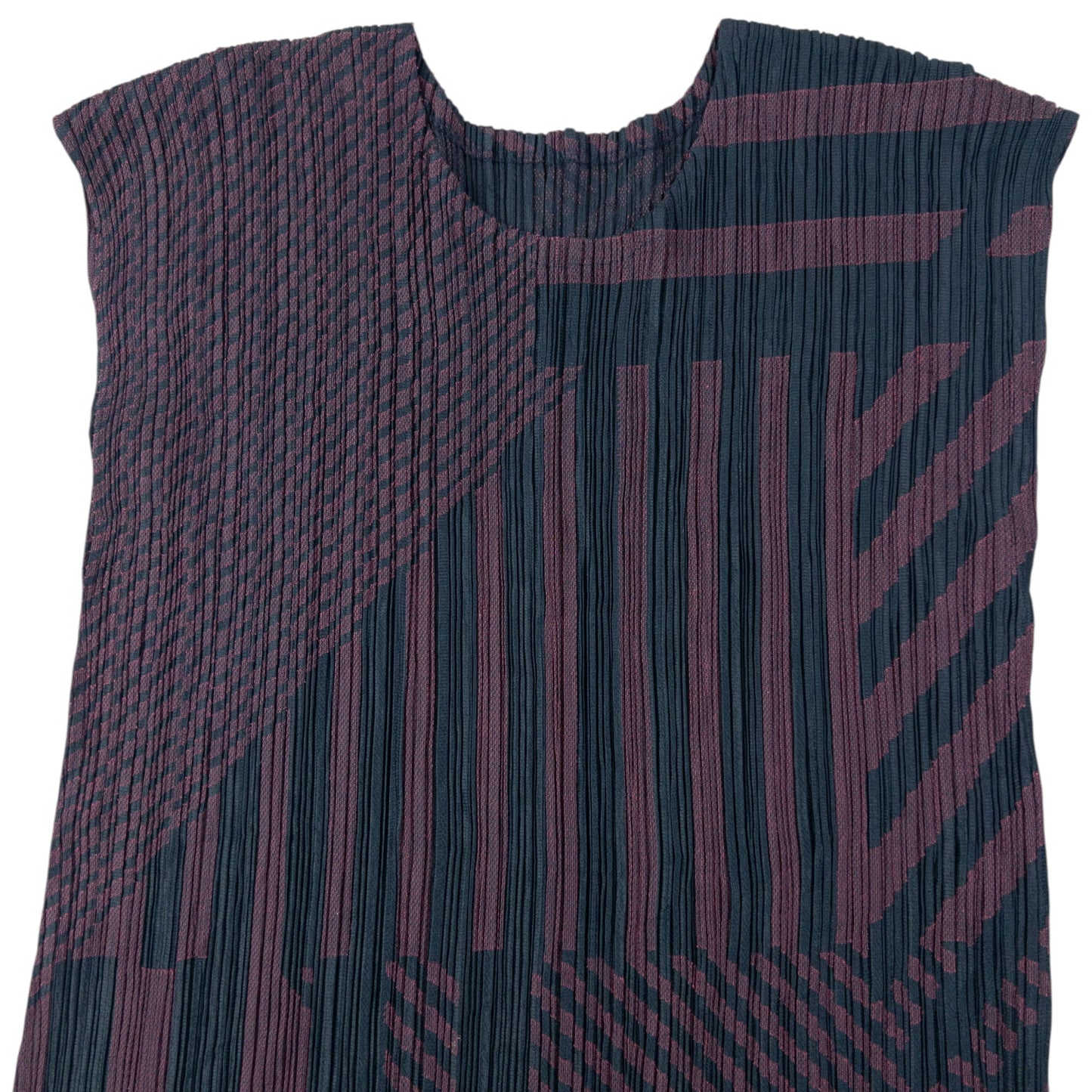 Vintage Pleats Please By Issey Miyake Pattern Mini Dress Womens Size M | Medium, Navy